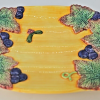 Fitz and Floyd Appetizer Plate Hand Painted Grapes & Leaves 8 1/4" x 5 1/2" VTG