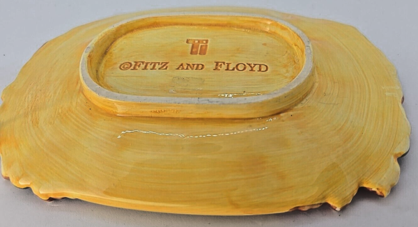 Fitz and Floyd Appetizer Plate Hand Painted Grapes & Leaves 8 1/4" x 5 1/2" VTG