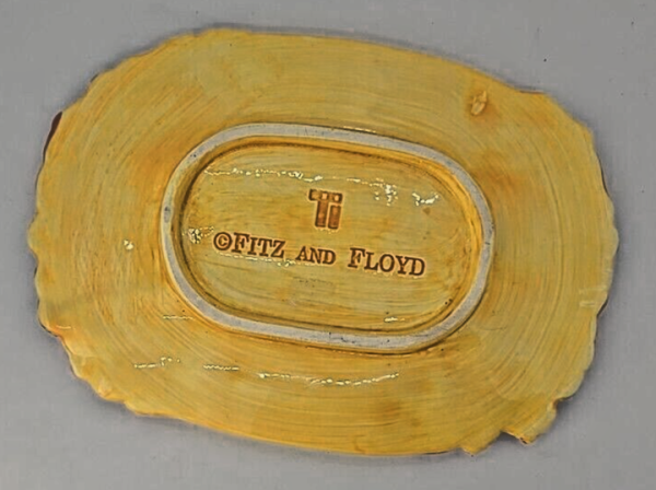 Fitz and Floyd Appetizer Plate Hand Painted Grapes & Leaves 8 1/4" x 5 1/2" VTG