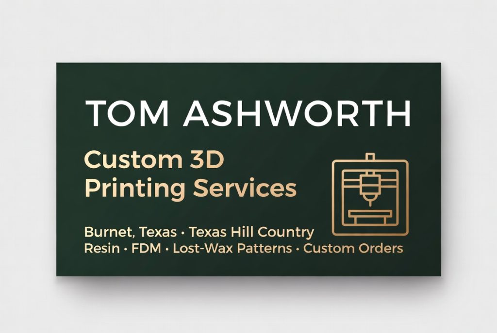 Other Profitable Interests: 3D Printing, E-Waste Recovery &Amp; Drone Services 1 Tom ashworth 3d printing business card