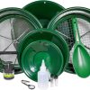 Asr outdoor 11pc gold panning kit – classifier screens, dual riffle gold pans & prospecting tools (green)