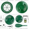 Asr outdoor 11pc gold panning kit – classifier screens, dual riffle gold pans & prospecting tools (green)