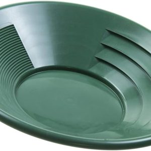 SE 14 Inch Green Gold Panning Pan Dual Riffles – Plastic Mining Prospecting Pan for Fine Gold Flakes & Nuggets | Lightweight Durable Design