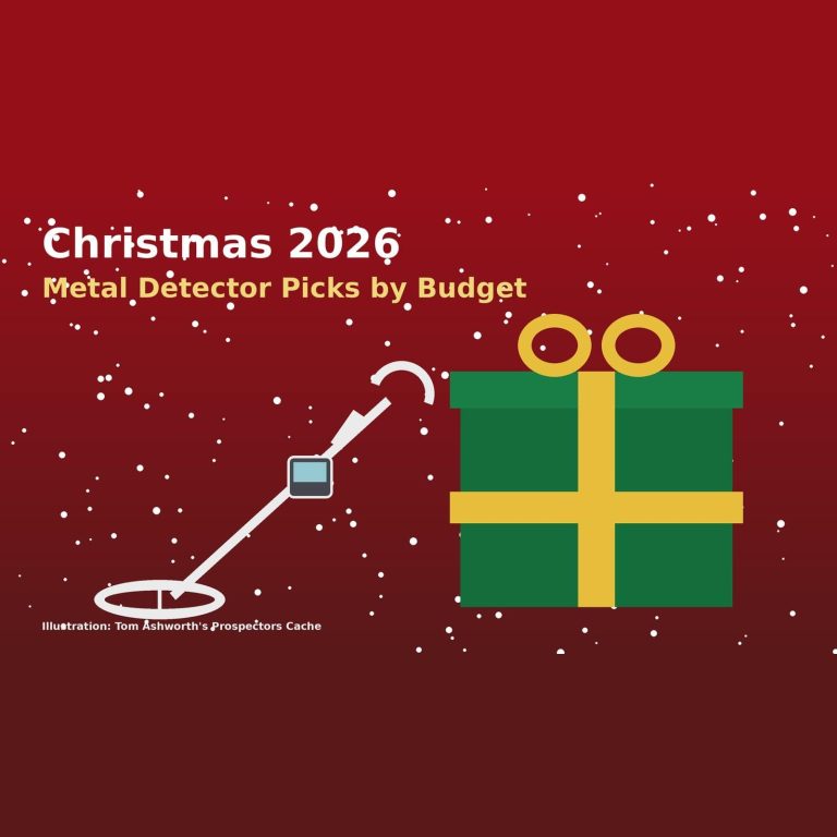 Best Metal Detectors For Christmas 2026: Tom’s Picks By Budget 2 Illustration of a generic metal detector next to a wrapped christmas gift for the best metal detectors for christmas 2026